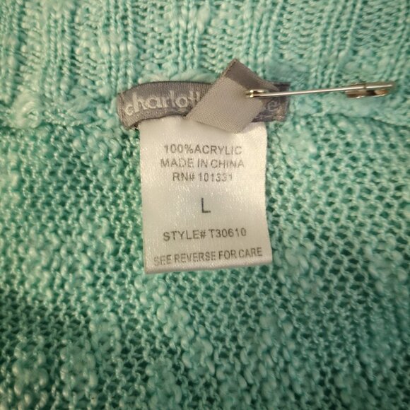 Charlotte Russe Ladies Size Large Fringed Edge Lightweight Mint Green Cardigan - Picture 4 of 8